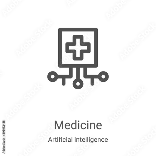 medicine icon vector from artificial intelligence collection. Thin line medicine outline icon vector illustration. Linear symbol for use on web and mobile apps, logo, print media