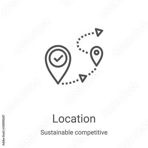 location icon vector from sustainable competitive advantage collection. Thin line location outline icon vector illustration. Linear symbol for use on web and mobile apps, logo, print media