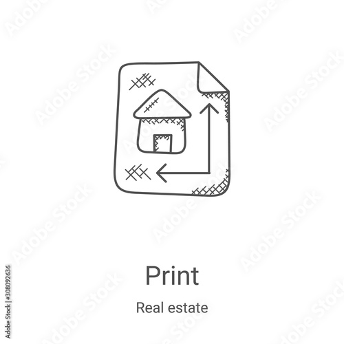 blueprint icon vector from real estate collection. Thin line blueprint outline icon vector illustration. Linear symbol for use on web and mobile apps, logo, print media