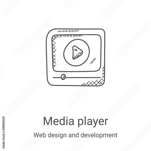media player icon vector from web design and development collection. Thin line media player outline icon vector illustration. Linear symbol for use on web and mobile apps, logo, print media