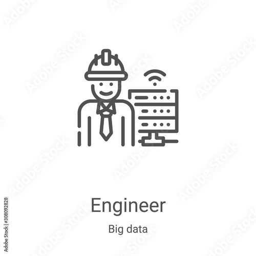 engineer icon vector from big data collection. Thin line engineer outline icon vector illustration. Linear symbol for use on web and mobile apps, logo, print media