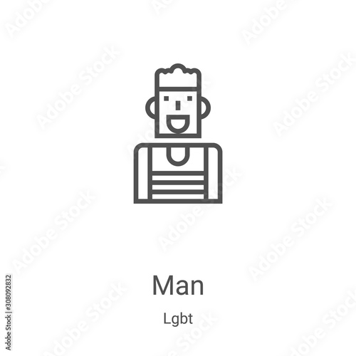 man icon vector from lgbt collection. Thin line man outline icon vector illustration. Linear symbol for use on web and mobile apps, logo, print media