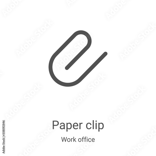 paper clip icon vector from work office collection. Thin line paper clip outline icon vector illustration. Linear symbol for use on web and mobile apps, logo, print media