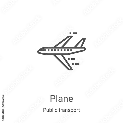 plane icon vector from public transport collection. Thin line plane outline icon vector illustration. Linear symbol for use on web and mobile apps, logo, print media