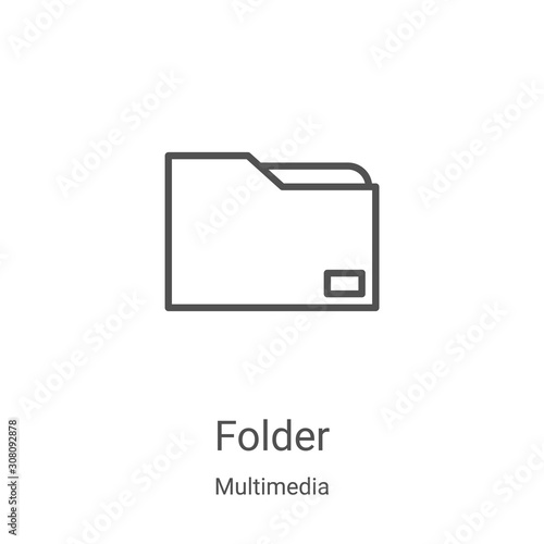 folder icon vector from multimedia collection. Thin line folder outline icon vector illustration. Linear symbol for use on web and mobile apps, logo, print media