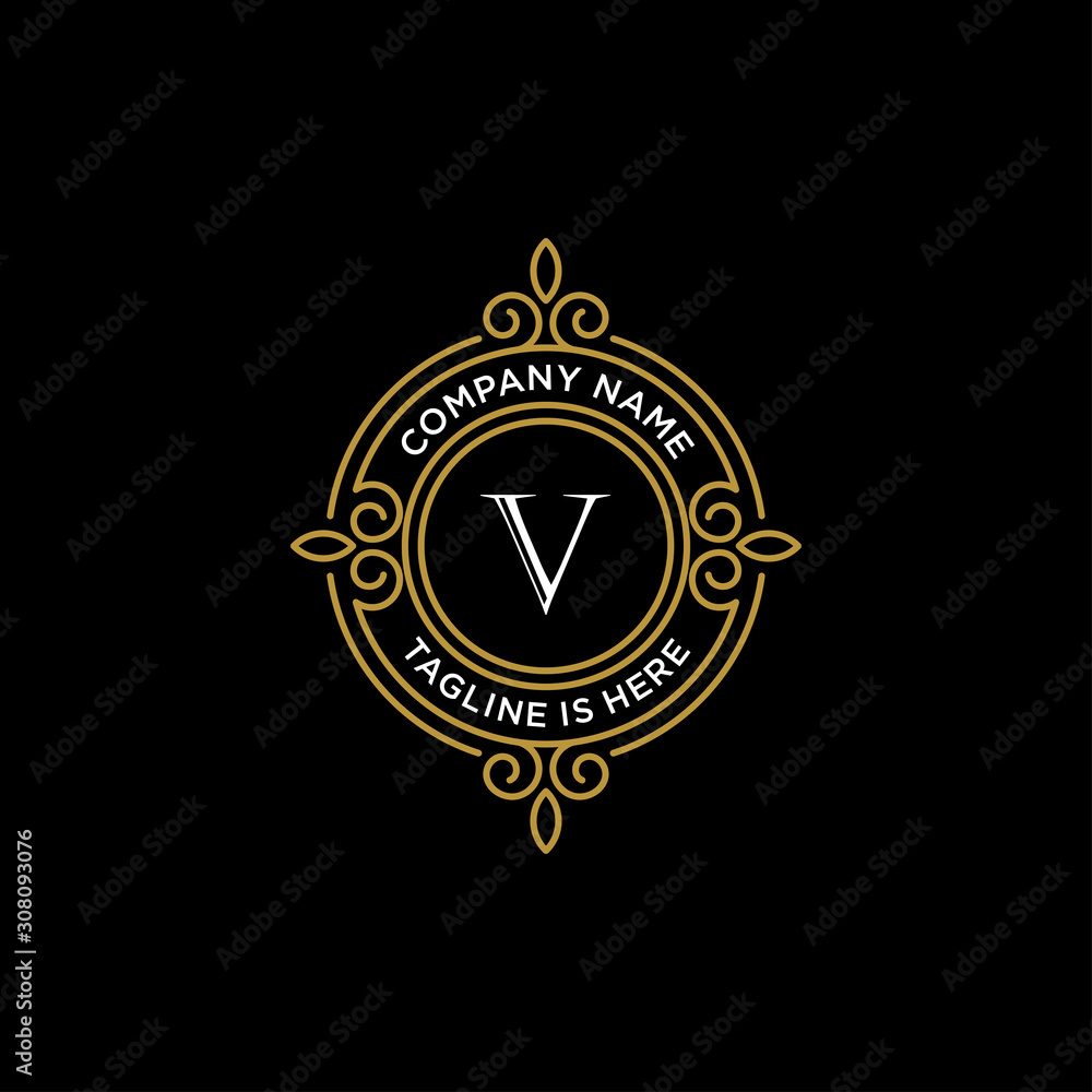 luxury monogram letter V logotype. premium brand icon. elegant alphabet/initial frame design vector. can be used for beauty industry, cosmetics, salon, boutique, spa, company, corporate, etc.