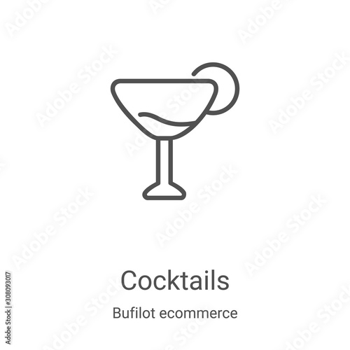 cocktails icon vector from bufilot ecommerce collection. Thin line cocktails outline icon vector illustration. Linear symbol for use on web and mobile apps, logo, print media photo