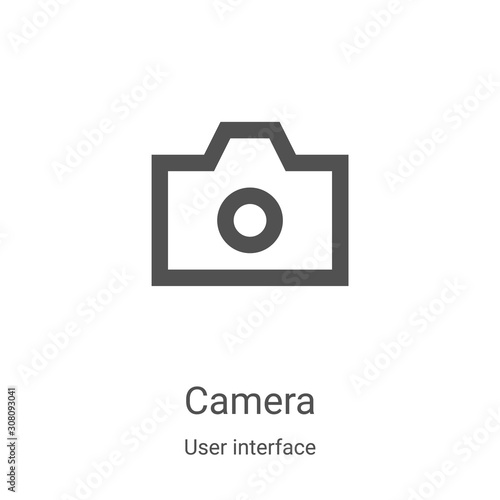 camera icon vector from user interface collection. Thin line camera outline icon vector illustration. Linear symbol for use on web and mobile apps, logo, print media