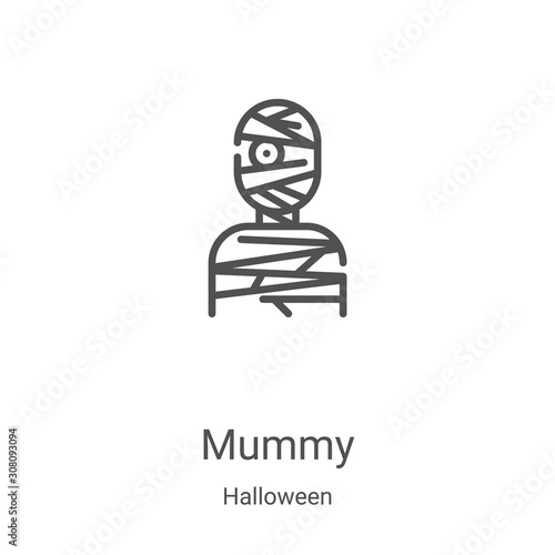 mummy icon vector from halloween collection. Thin line mummy outline icon vector illustration. Linear symbol for use on web and mobile apps, logo, print media