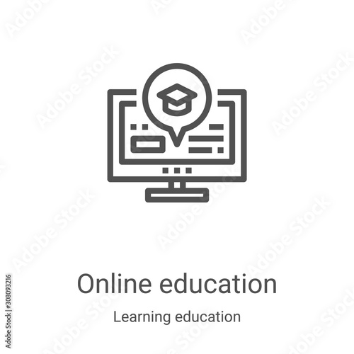 online education icon vector from learning education collection. Thin line online education outline icon vector illustration. Linear symbol for use on web and mobile apps, logo, print media