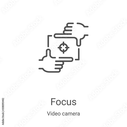 focus icon vector from video camera collection. Thin line focus outline icon vector illustration. Linear symbol for use on web and mobile apps, logo, print media
