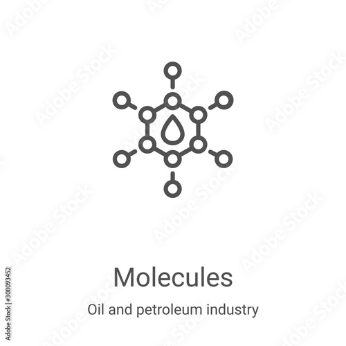 molecules icon vector from oil and petroleum industry collection. Thin line molecules outline icon vector illustration. Linear symbol for use on web and mobile apps, logo, print media