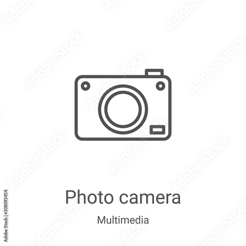 photo camera icon vector from multimedia collection. Thin line photo camera outline icon vector illustration. Linear symbol for use on web and mobile apps, logo, print media