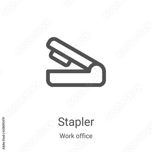 stapler icon vector from work office collection. Thin line stapler outline icon vector illustration. Linear symbol for use on web and mobile apps, logo, print media