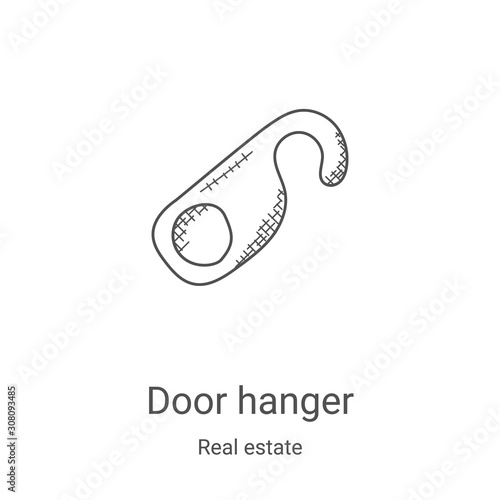 door hanger icon vector from real estate collection. Thin line door hanger outline icon vector illustration. Linear symbol for use on web and mobile apps, logo, print media