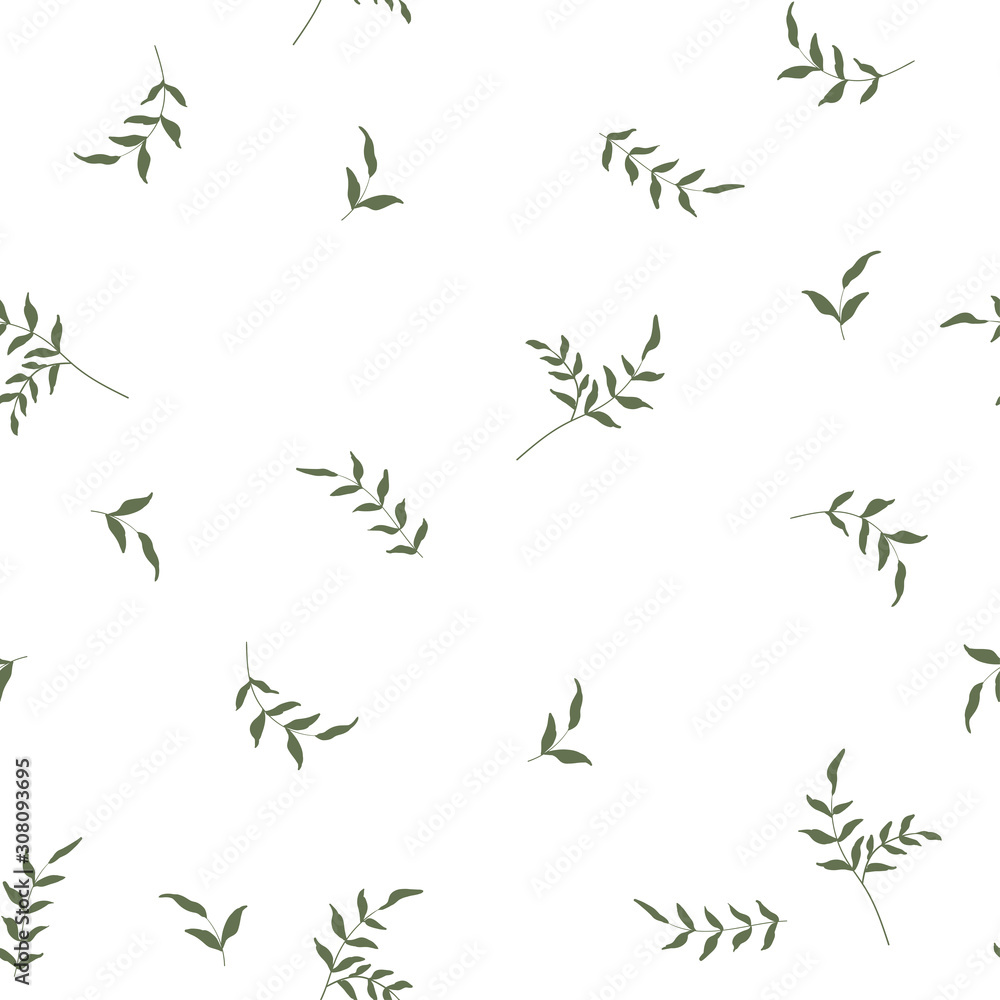 Hand drawn elements brances in natural summer seamless pattern. Art decorative organic botany environment concept. Fresh garden vector illustration. Abstract green leave or foliage Hand drawn elements brances in natural summer seamless pattern. Art decorative organic botany environment concept. Fresh garden vector illustration. Abstract green leave or foliage