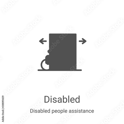 disabled icon vector from disabled people assistance collection. Thin line disabled outline icon vector illustration. Linear symbol for use on web and mobile apps, logo, print media