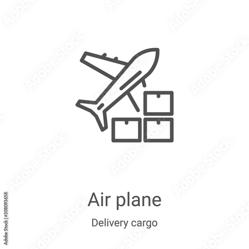 air plane icon vector from delivery cargo collection. Thin line air plane outline icon vector illustration. Linear symbol for use on web and mobile apps, logo, print media