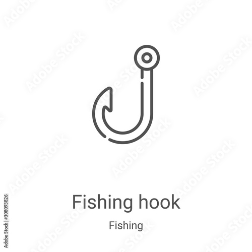 fishing hook icon vector from fishing collection. Thin line fishing hook outline icon vector illustration. Linear symbol for use on web and mobile apps, logo, print media
