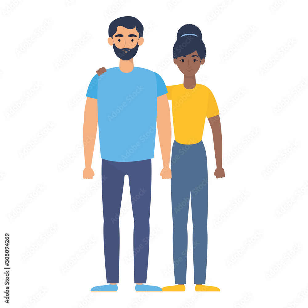 young interracial couple avatars characters young interracial couple avatars characters