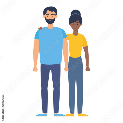 young interracial couple avatars characters