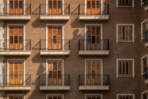 Obraz na płótnie Typical facade of spanish old town of Valencia with beautiful balconies and windows. w salonie