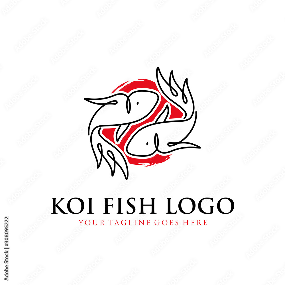 japanese koi fish logo with line art, monoline, outline concept design vector template illustration. aquarium, business symbol icon japanese koi fish logo with line art, monoline, outline concept design vector template illustration. aquarium, business symbol icon