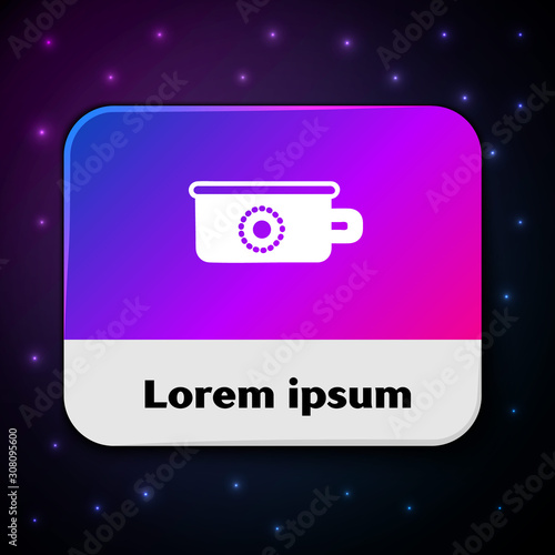 White Baby potty icon isolated on black background. Chamber pot. Rectangle color button. Vector Illustration