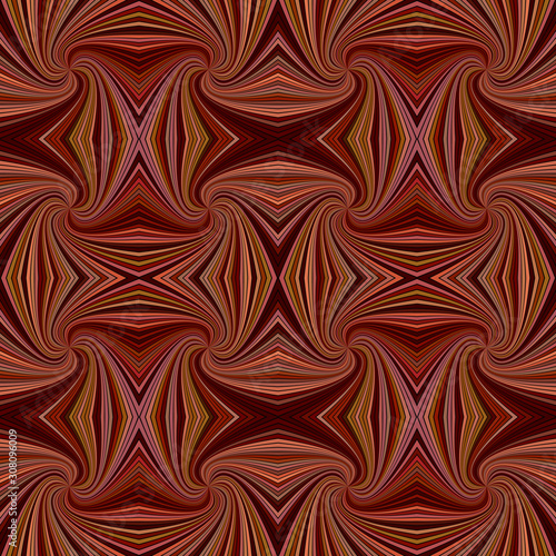 Brown hypnotic abstract seamless striped spiral pattern background design - vector illustration from swirling rays