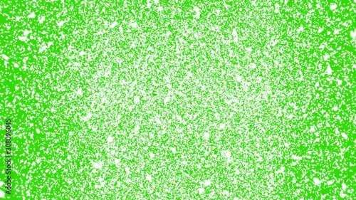 Isolated snow falls on green background