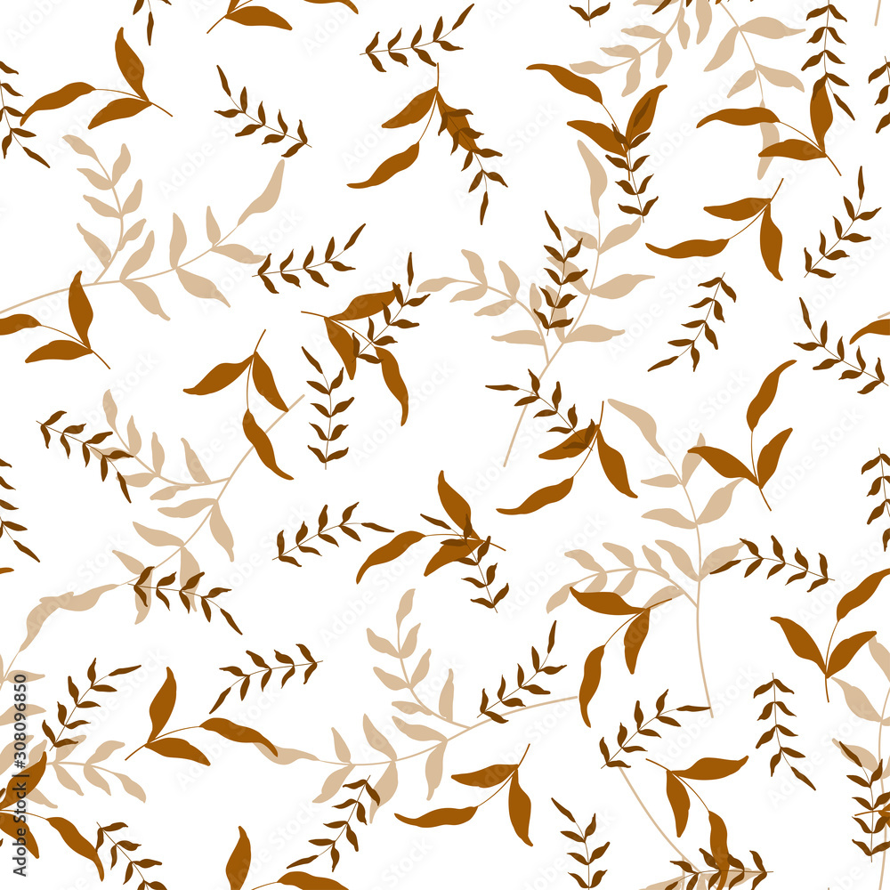 Autumn garden, foliage falls endless concept. Sketched golden and yellow plants or herbs collection on white background. Romantic orange leave hand drawn seamless pattern, doodle texture. Autumn garden, foliage falls endless concept. Sketched golden and yellow plants or herbs collection on white background. Romantic orange leave hand drawn seamless pattern, doodle texture.