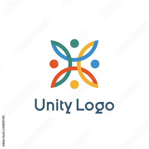 creative unity logo design vector template illustration. teamwork concept icon. social icon vector