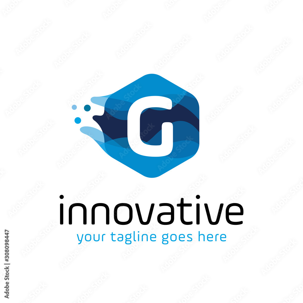 modern letter G technology logo design vector with hexagon and blue wave motion concept. multimedia, digital, innovation, creative industry symbol icon modern letter G technology logo design vector with hexagon and blue wave motion concept. multimedia, digital, innovation, creative industry symbol icon