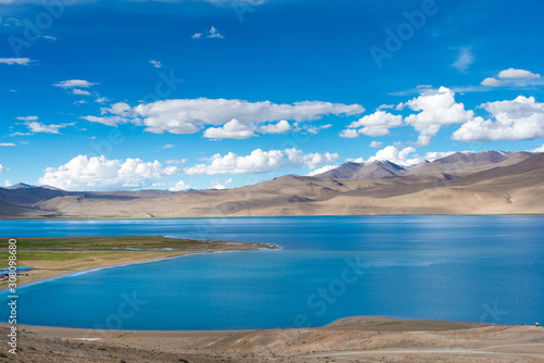 Ladakh, India - Jul 30 2019 - Tso Moriri Lake in Changthang Plateau, Ladakh, Jammu and Kashmir, India. It is part of Ramsar Convention - Tsomoriri.