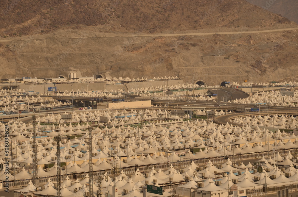 MIna Hajj Tents, Mekkah, Saudi Arabia, Pilgrimage will stay in these tent in Mina, when Hajj Season