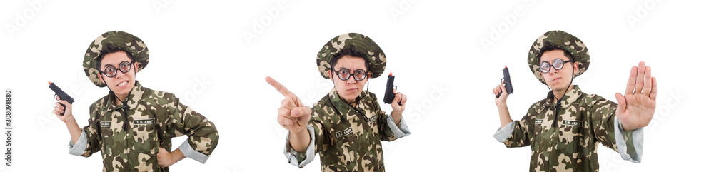 Funny soldier isolated on the white Funny soldier isolated on the white