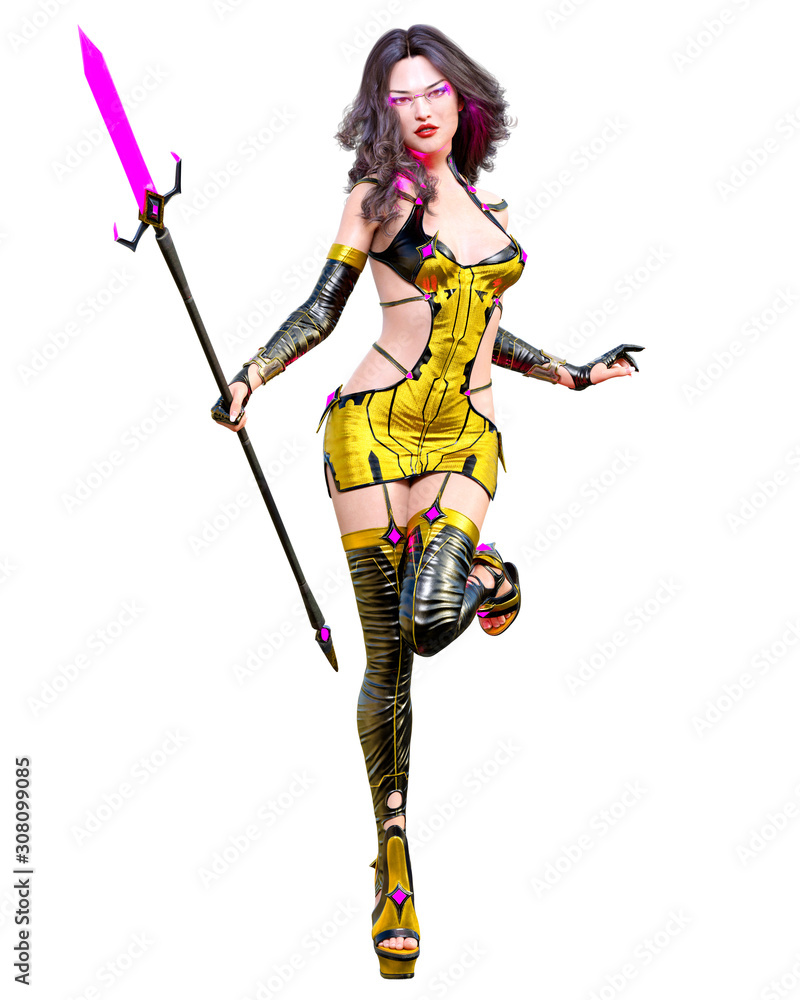 3D japanese assassin warrior amazon woman render. 3D japanese assassin warrior amazon woman render.