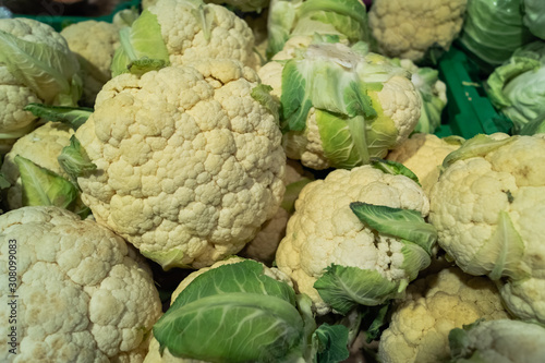 Vegetables: Cauliflower Isolated on White 