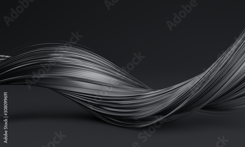 Abstract 3d render of twisted lines, modern background design photo