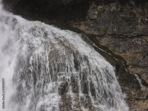 The waterfall Strait of the Arazas River in the Ordesa Valley. National Park of Ordesa and Monte Perdido in the Pyrenees of the province of Huesca. Aragon. Spain