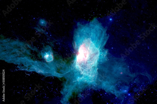 Fototapeta Naklejka Na Ścianę i Meble -  Beautiful blue galaxy, deep space. With stars and nebulae. Background.Elements of this image were furnished by NASA.
