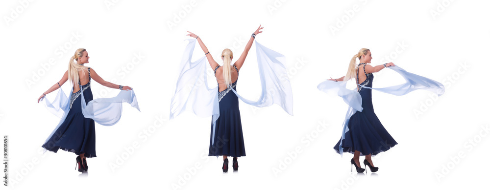 Obraz premium Woman dancing on the white