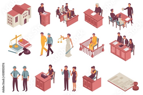 Justice Isometric Icons