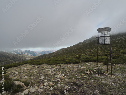 A rain gauge in the Collado del Piornal in the Sierra de Guadarrama National Park. Madrid's community. Spain photo