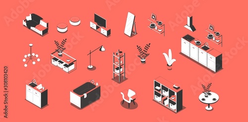 Apartment Furniture Isometric Set