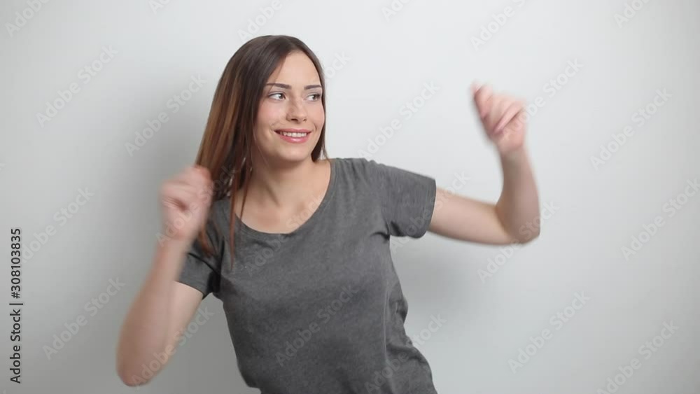 Beautiful young woman is dancing fun. Beautiful young woman is dancing fun.