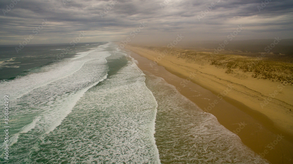 Deserted beach of the Atlantic Ocean on the Aquitaine coast