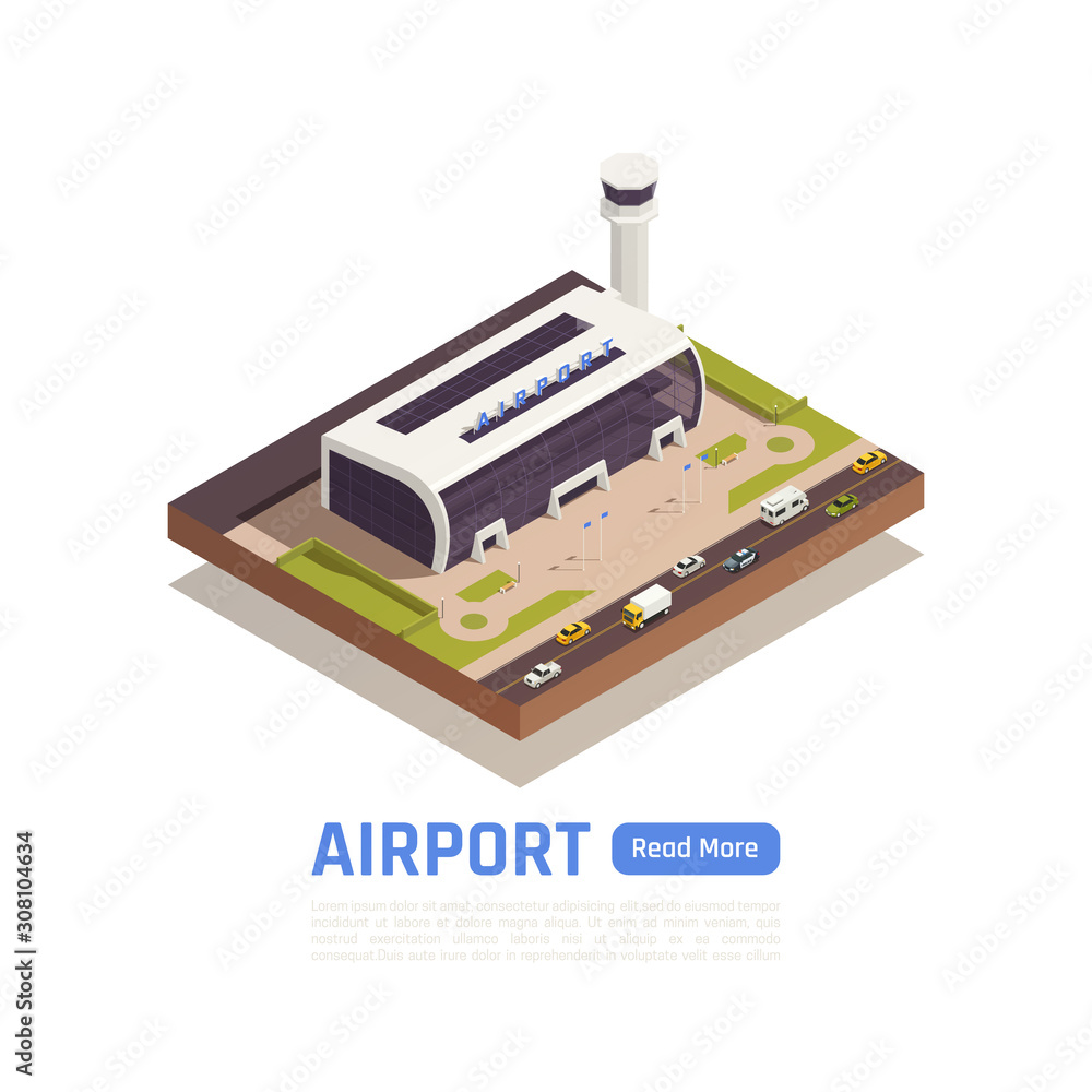 Isometric Airport Terminal Background