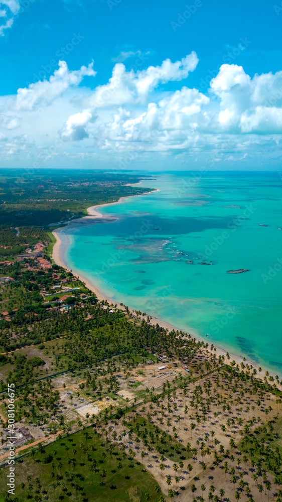 Ocean Water Costal Corel Reef Boat Clouds Landscape Palm Threes Brazil Nordeste Plantation Sail Sailing