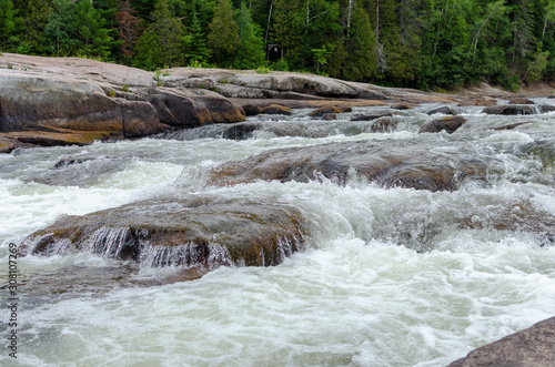 Canvas Print Rapid moving water at Pabineau Falls, New Brunswick, Canada